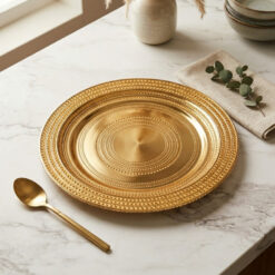 Alternative view of Gold-Edged Beaded Silver Platter 48025