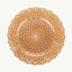 Golden Lotus Mandala Glass Plate 48009