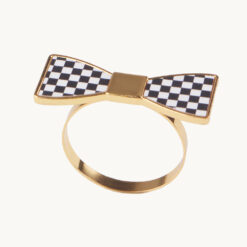 Black and White Checkered Bow Napkin Ring 40055