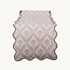Brown Floral Pattern Scalloped Table Runner 53024