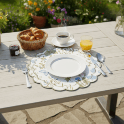 Alternative view of Floral & Butterfly Print Scalloped Edge Polyester Placemat 53380
