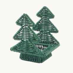Double Christmas Tree Faux Rattan Candle Holder 52022