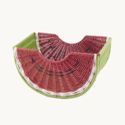 Watermelon-Style Faux Rattan Storage Basket 52020