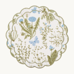 Floral & Butterfly Print Scalloped Edge Polyester Placemat 53380