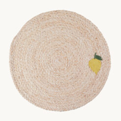 Embroidered Lemon Raffia Placemat 51075