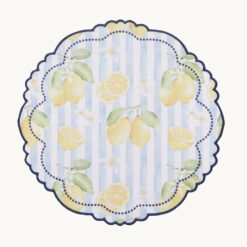 Blue-White Striped Lemon Printed Polyester Placemat 53464