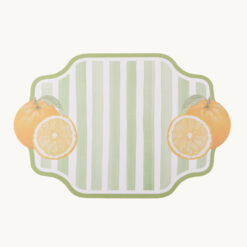 Striped Orange Printed Faux Leather Placemat 54310