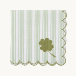 Green Stripe Clover Embroidered Napkin 52061