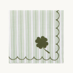 Green Stripe Clover Embroidered Napkin 52037