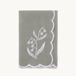 Gray Green Embroidered Lily of the Valley Napkin 52002