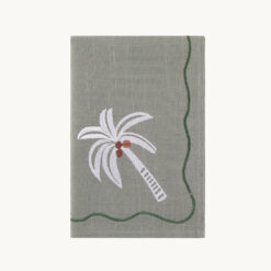 Gray Green Embroidered Coconut Palm Napkin 52008