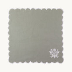Alternative view of Gray Green Embroidered White Floral Napkin 52005