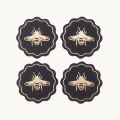 Scalloped Bee Print Faux Leather Coaster 52019