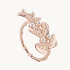 Rose Gold Leaf and Pearl Napkin Ring 50205