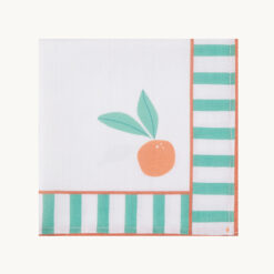 Green-White Striped Orange Printed Polyester Napkin 52024