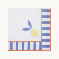 Blue-White Striped Lemon Printed Polyester Napkin 52025