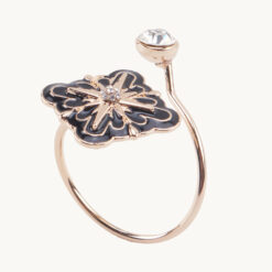 Black and Gold Floral Crystal Napkin Ring 50068