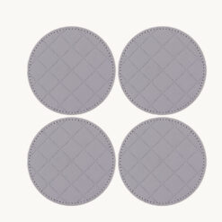 Grey Quilted Faux Leather Coaster 52010