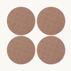 Stitched Floral Lattice Faux Leather Coaster 52011