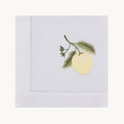 White Embroidered Lemon Branch Polyester Napkin 52070