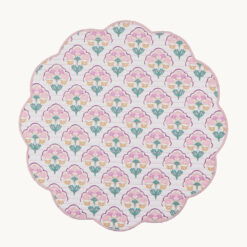 Scalloped Edge Floral Print Quilted Polyester Placemat 53428