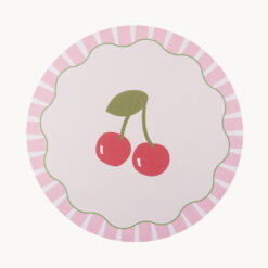 Cherry Print Faux Leather Placemat with Scalloped Inner Border 54316