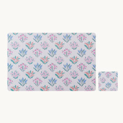 Floral Damask Print PP Placemat & Coaster Set 52191
