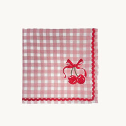 Cherry Gingham Embroidered Polyester Napkin 52015
