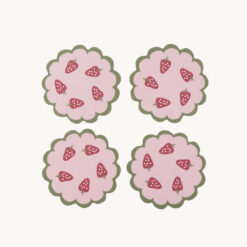 Strawberry Scalloped Edge Ceramic Coaster Set 51012