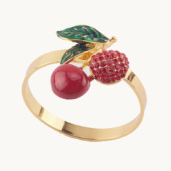 Cherry Rhinestone Enameled Metal Napkin Ring 40307