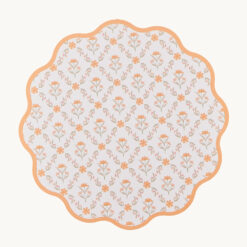 Floral Print Scalloped Faux Leather Placemat 54342