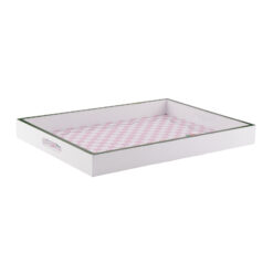 Pink Checkerboard MDF Rectangular Serving Tray