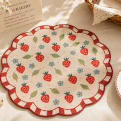 Alternative view of Scalloped Strawberry Print Jute Round Placemat PP61100