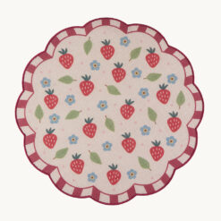 Scalloped Strawberry Print Jute Round Placemat PP61100